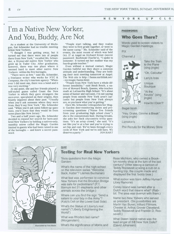 NYC Magic Garden in New York Times article, November 30, 2003
